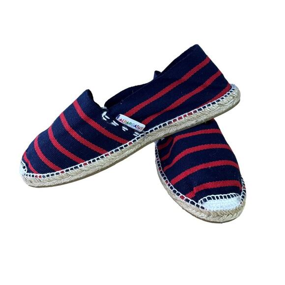 ALPARGATUS Shoes Flats Women's Size 40 10 Red Navy Blue Stripe Espadrilles - Picture 1 of 11